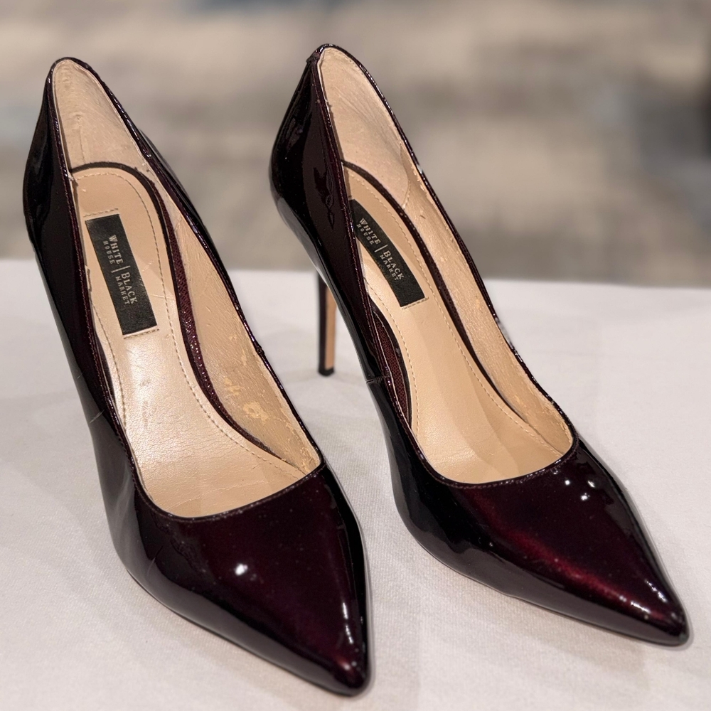 White House Black Market Olivia Dark Burgundy Patent Pointed-Toe Pumps- Size 8.5